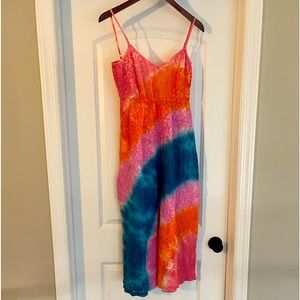 Tiedye crochet type spaghetti strap dress.